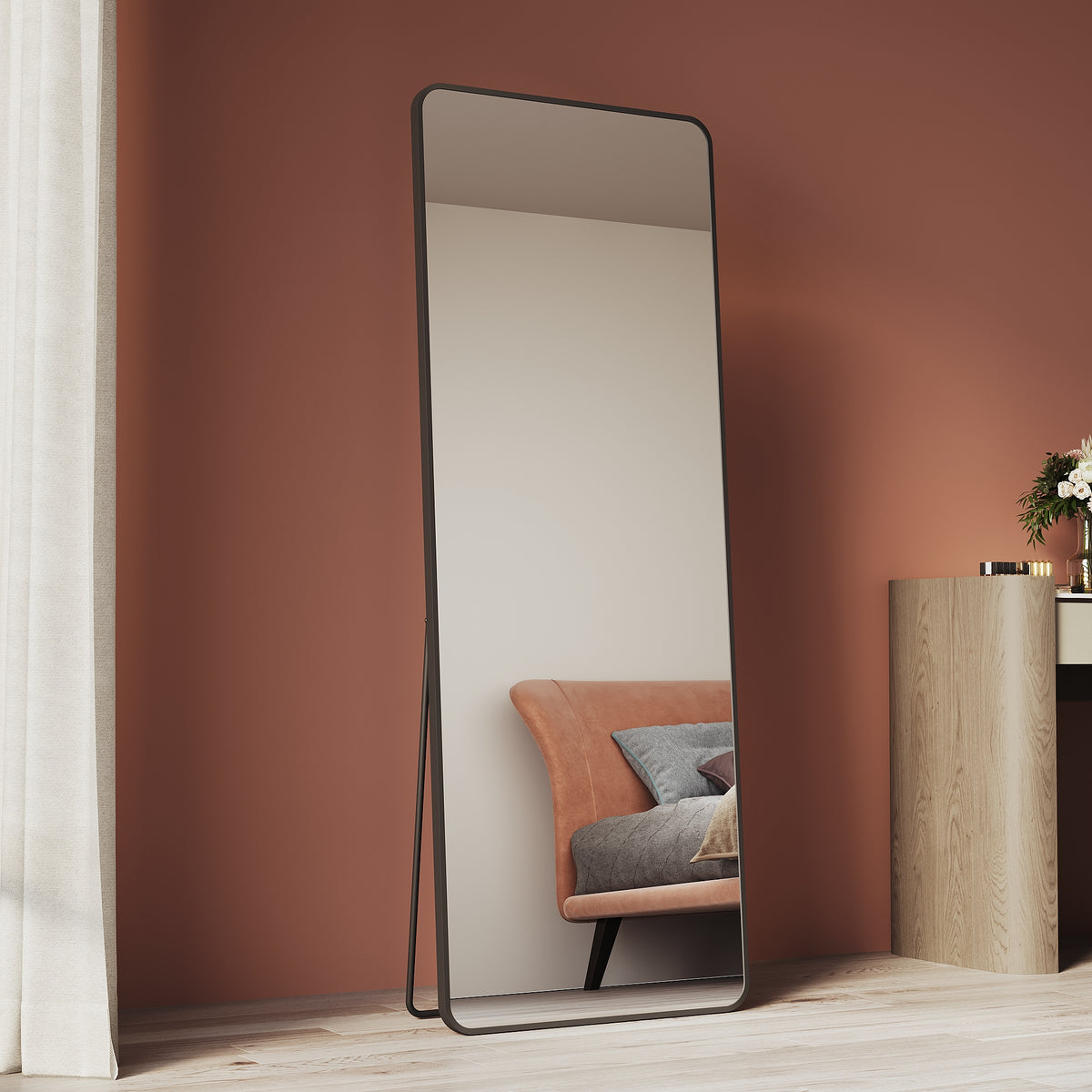 Makeup Mirror with Detachable Stand, No led Light, Wall-Mountable 1600x600x30mm