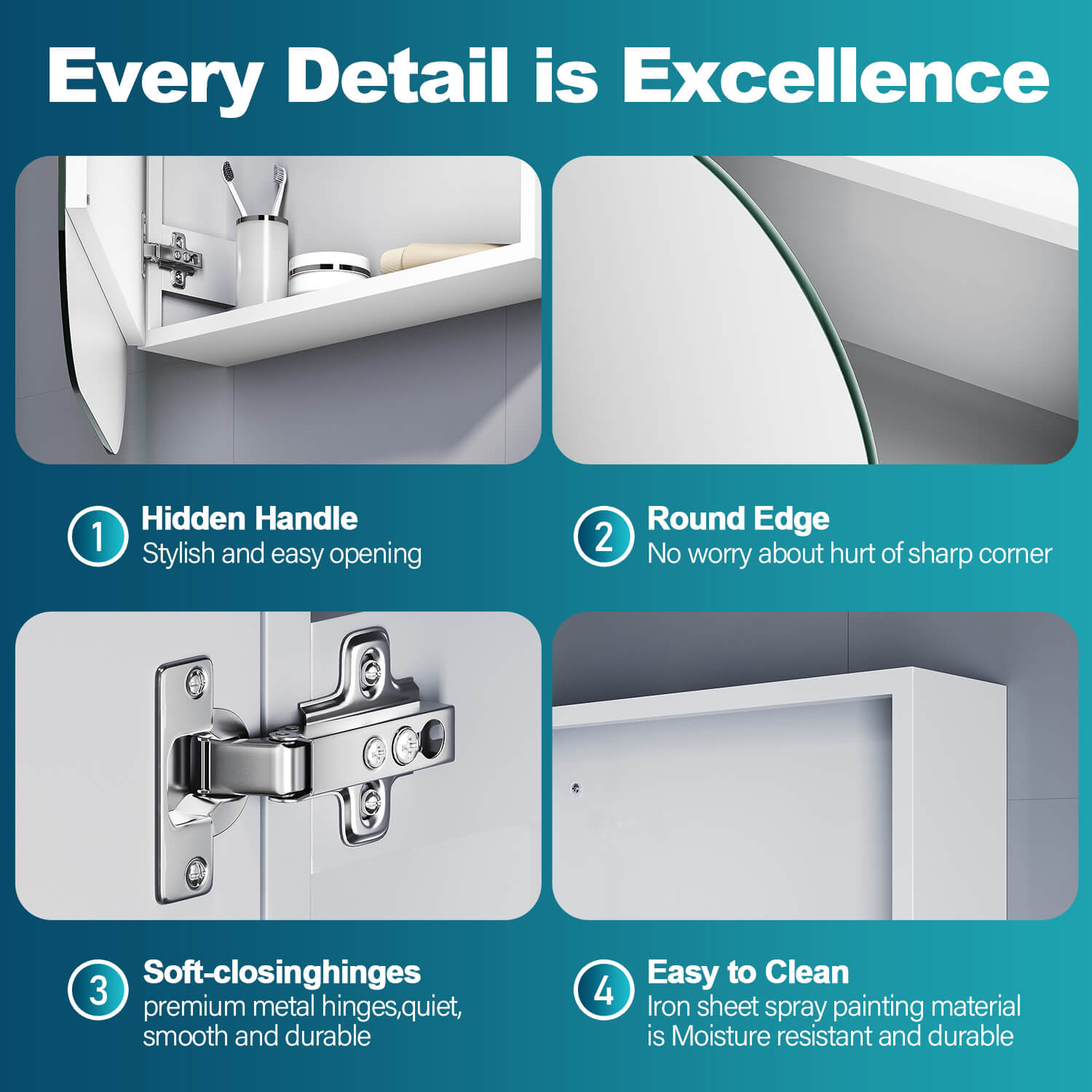 White 900x600mm Oval Mirror Cabinet Medicine Shaving Bathroom Wall Hung or In-wall