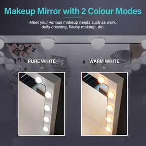 Dressing Table Vanity Set Stool Makeup 12 LED Bulbs Jewellery Organizer Cabinet - Elegantshowers