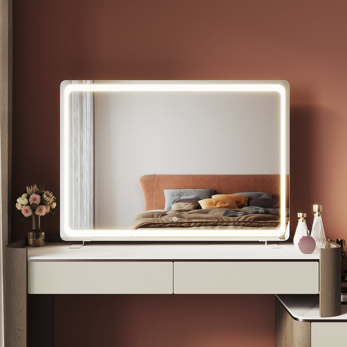 LED makeup mirror, 3 lighting modes with memory function, 1000x700x35mm