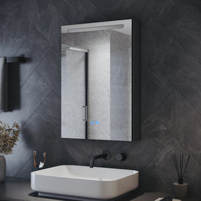 LED Bathroom Cabinet with Makeup Storage Shelf, color Hemp Black , 485x700x130mm