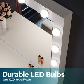Dressing Table Vanity Set Stool Makeup 12 LED Bulbs Jewellery Organizer Cabinet - Elegantshowers