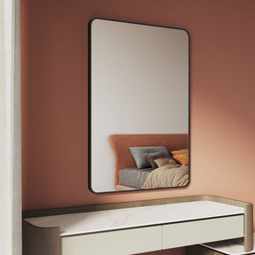 Makeup Mirror 1000x700x35mm, black frame, square wall mirror without light
