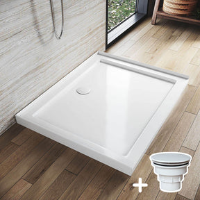 Rectangular Durable Solid Acrylic Fiberglass Shower Base White - Elegant Showers AU
