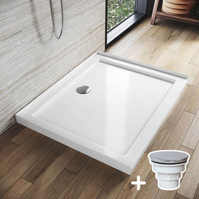 Rectangular Durable Solid Acrylic Fiberglass Shower Base White - Elegant Showers AU