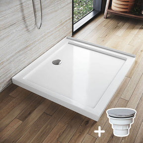 Rectangular Durable Solid Acrylic Fiberglass Shower Base White - Elegant Showers AU