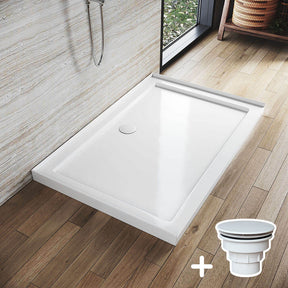 Rectangular Durable Solid Acrylic Fiberglass Shower Base White - Elegant Showers AU