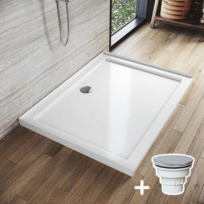 Rectangular Durable Solid Acrylic Fiberglass Shower Base White - Elegant Showers AU
