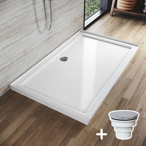 Rectangular Durable Solid Acrylic Fiberglass Shower Base White - Elegant Showers AU