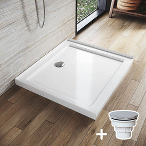 Rectangular Durable Solid Acrylic Fiberglass Shower Base White - Elegant Showers AU