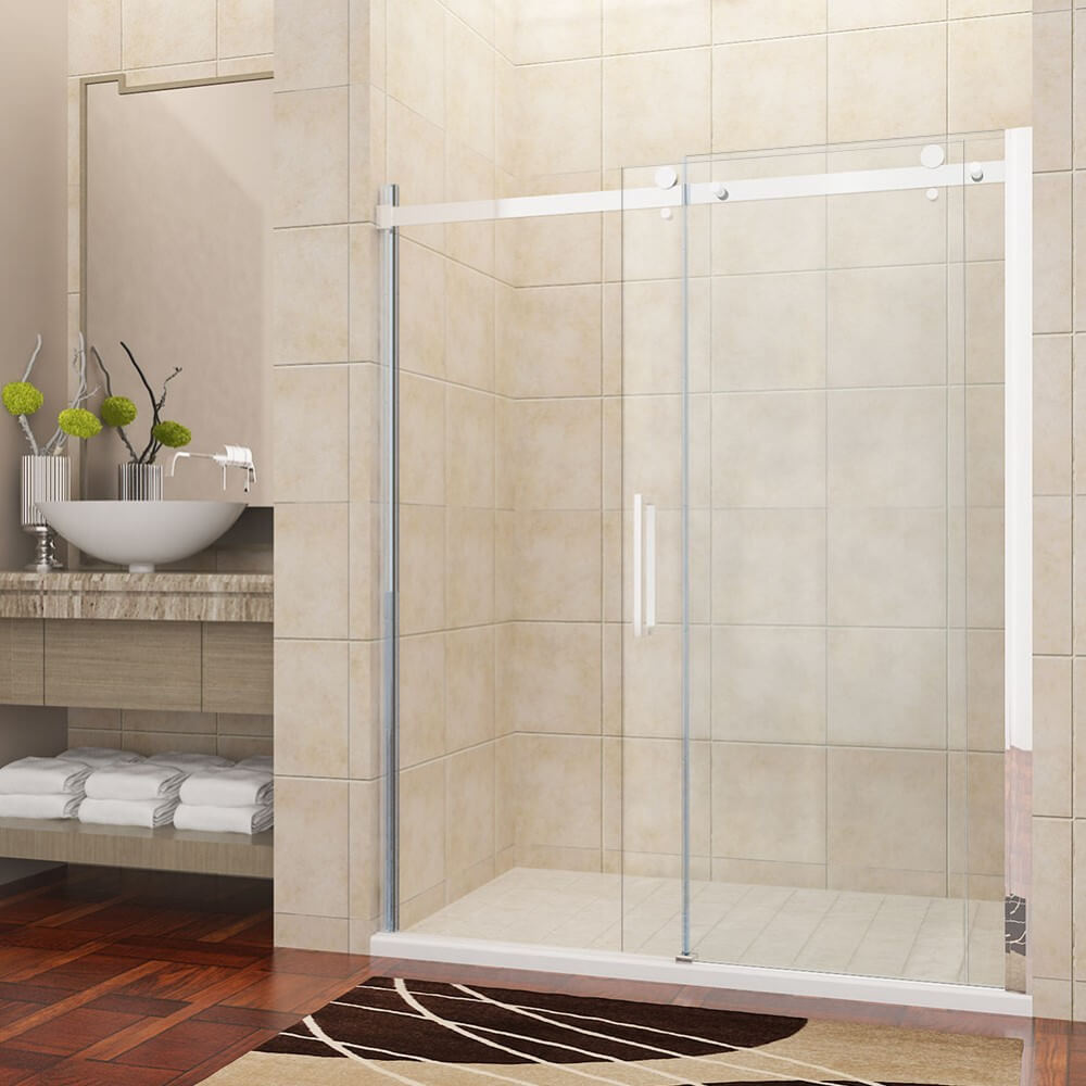 Elegant Showers Frameless Sliding Shower Door Fits Adjustable - Elegantshowers
