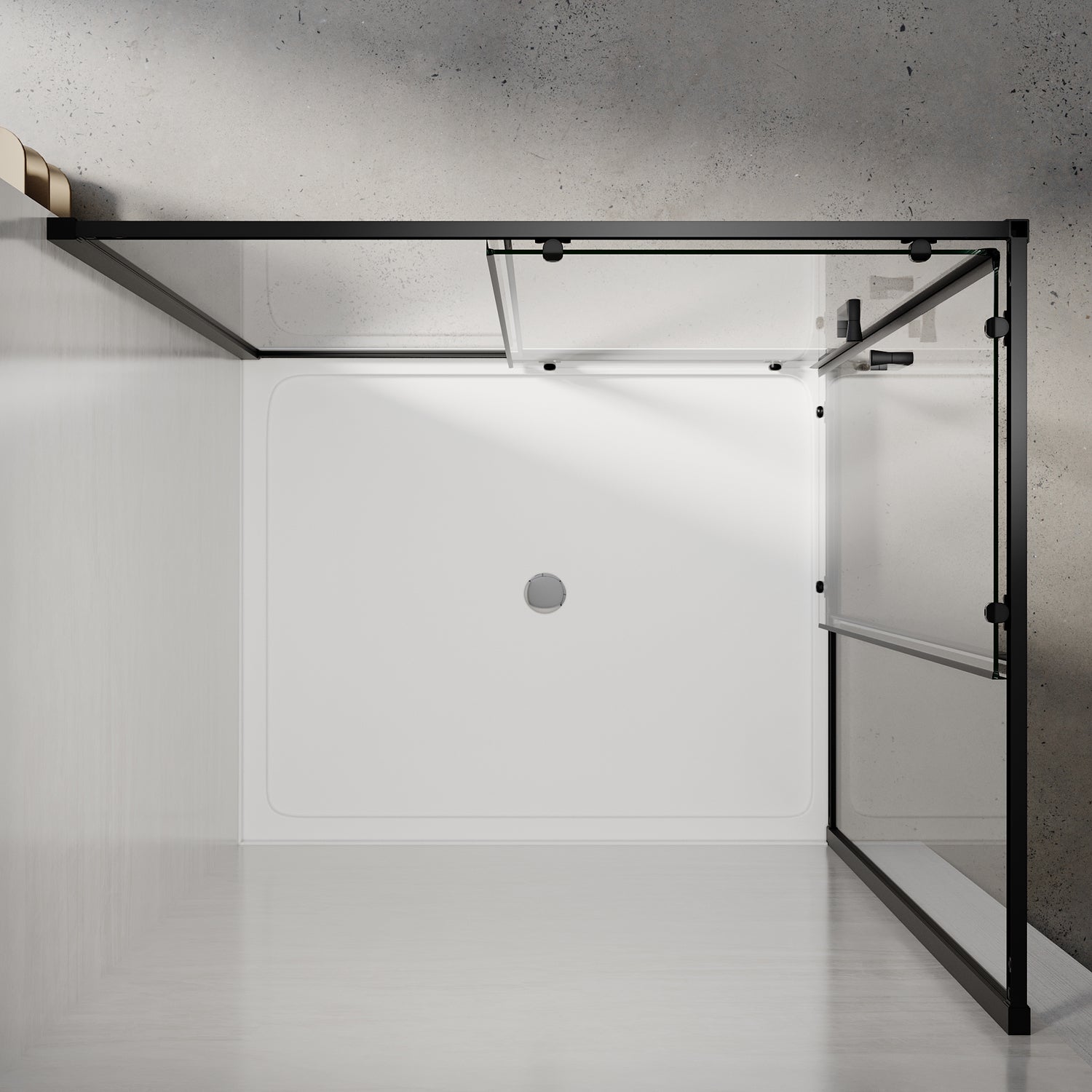 Square Corner Sliding Doors balck easily install height 1900mm