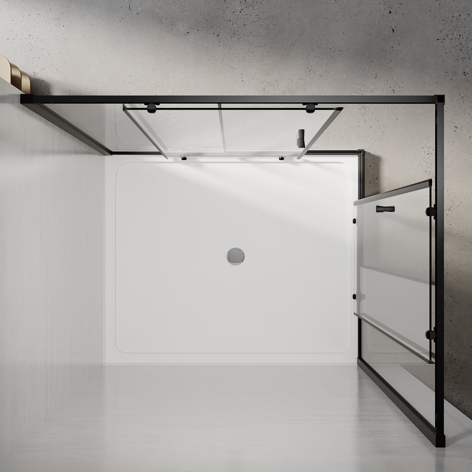 Square Corner Sliding Doors balck easily install height 1900mm