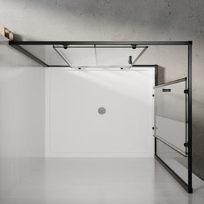 Square Corner Sliding Doors balck easily install height 1900mm