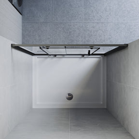 Sliding door shower enclosure, black framed, two-panel sliding shower screen