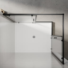 Square Corner Sliding Doors balck easily install height 1900mm