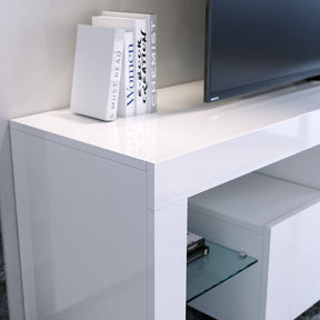 1600mm 16 Colors LED TV Entertainment Storage Unit White with 2 Horizontal Drawers - Elegantshowers