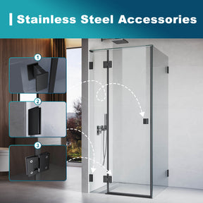 10mm Fully Frameless Shower Screen Enclosure Black
