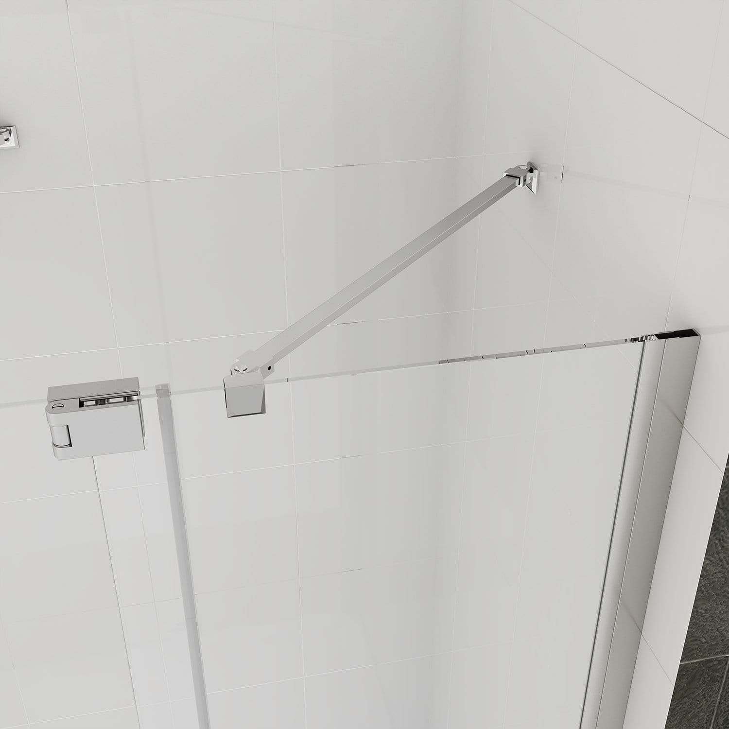 Fully Frameless Pivot Shower Screen Bathroom Cubical Safety Glass Support Bar - Elegantshowers