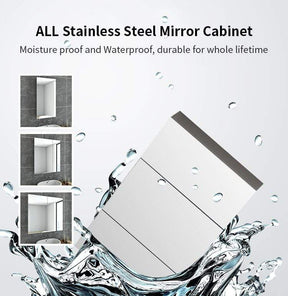 Bathroom Mirror Cabinet Vanity Shaving Storage Cupboard Wall Hung 350x670mm - Elegantshowers
