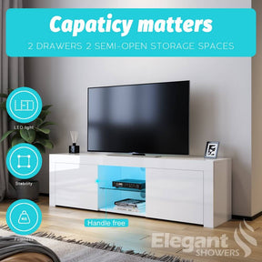 1500mm 16 Colors LED TV Entertainment Storage Unit White Detail 1