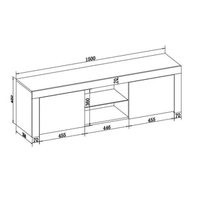 1500mm 16 Colors LED TV Entertainment Storage Unit White Dimensions