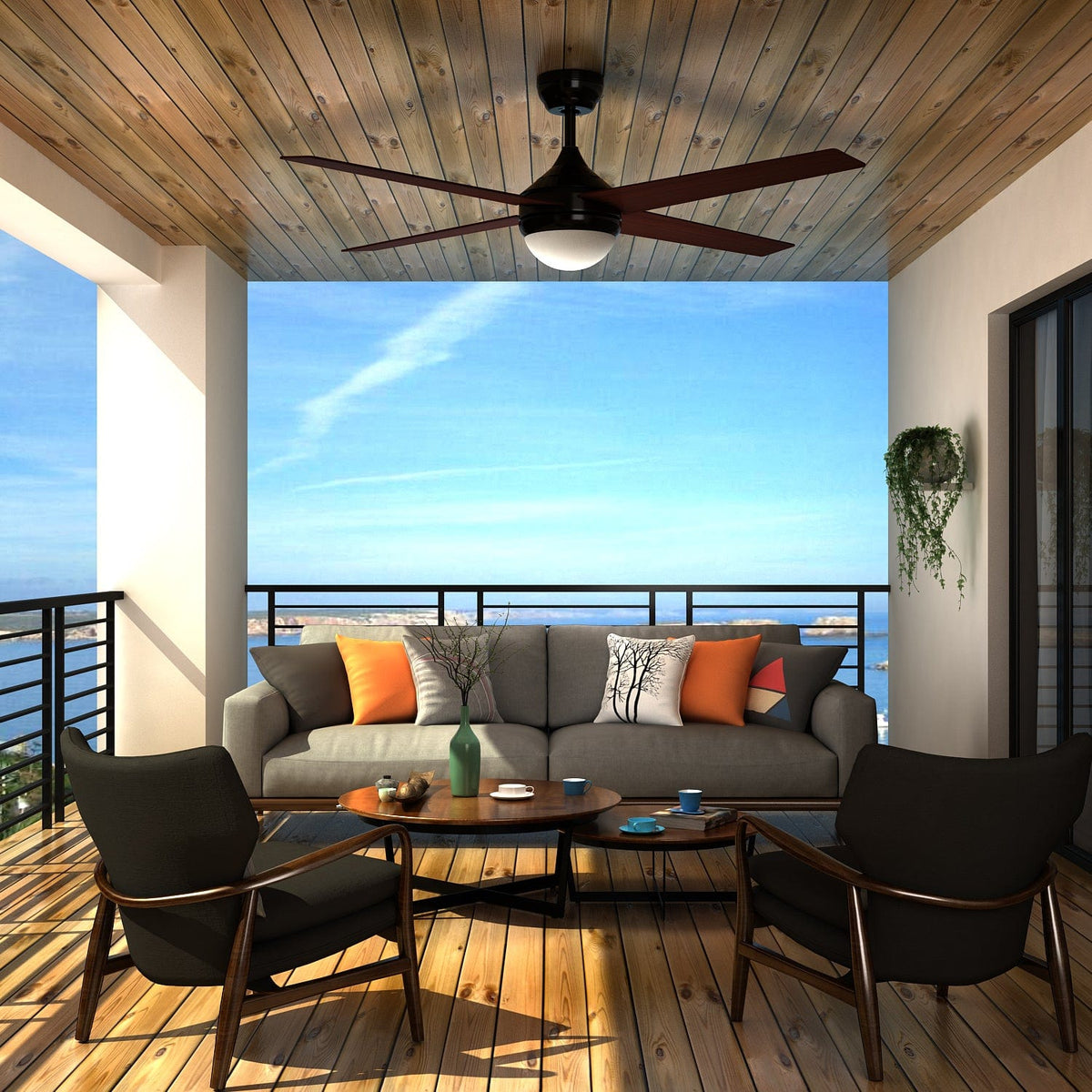 1200mm 48" Ceiling Fan AC 4 Blades With LED Light And Remote Control - Elegantshowers