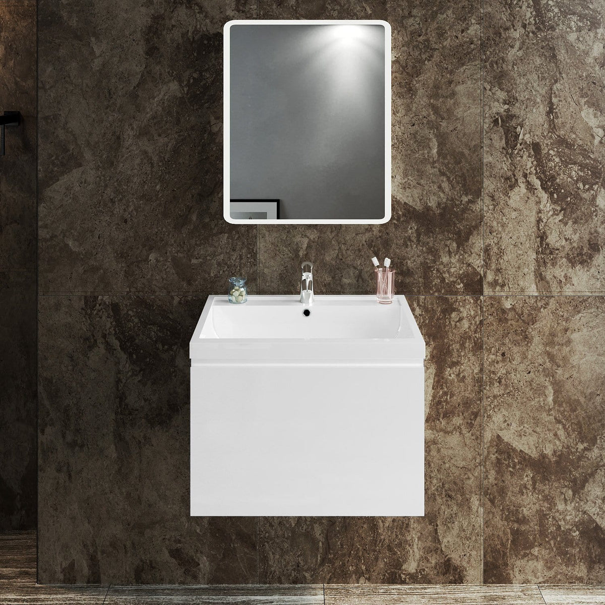ELEGANT SHOWERS Bathroom Vanity Wall Mounted-Cabinet Storage Artificial Stone 600x450x400mm - Elegantshowers