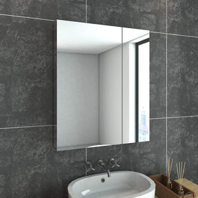 Bathroom Mirror Cabinet Wall Hung Shaving Storage Cupboard 600x130x710mm - Elegantshowers