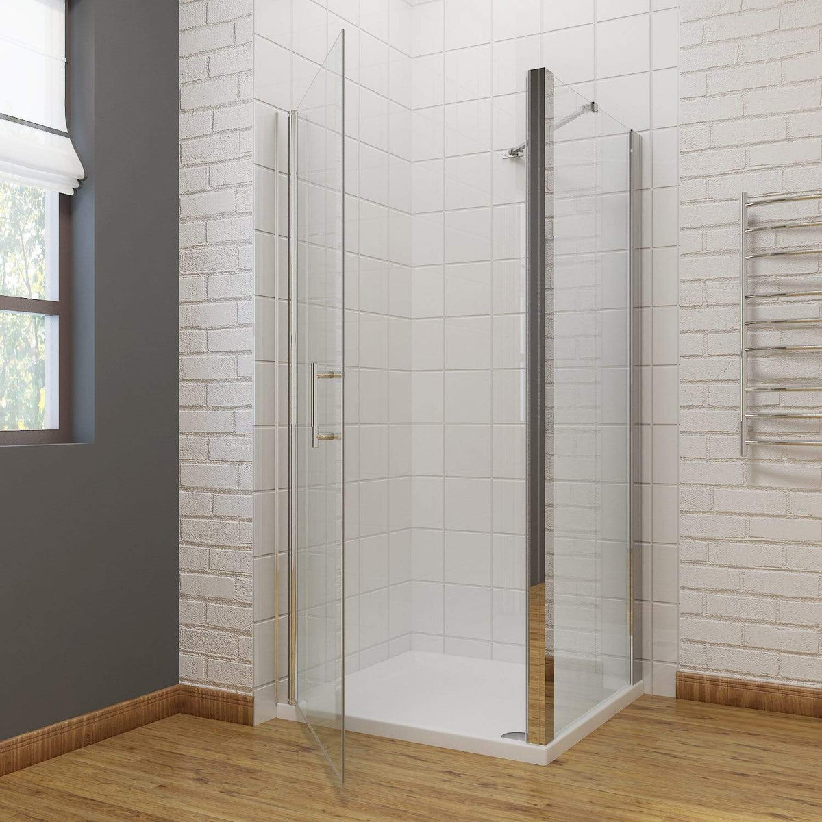 ELEGANT SHOWERS Bathroom Frameless Pivot Shower Screen - Elegantshowers