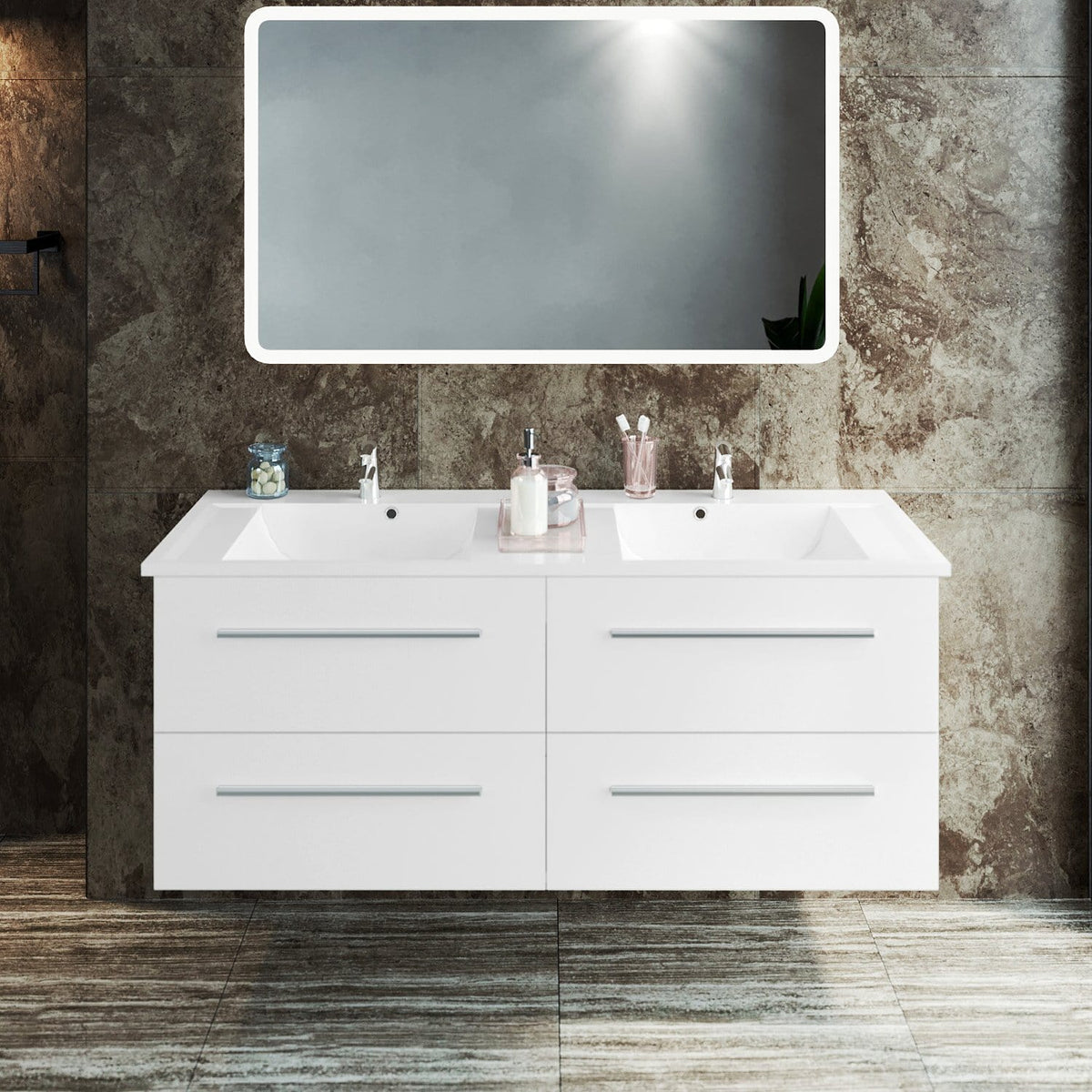 ELEGANT SHOWERS Bathroom Vanity Storage Cabinet Double Basin Sink 1205x465x498mm - Elegantshowers