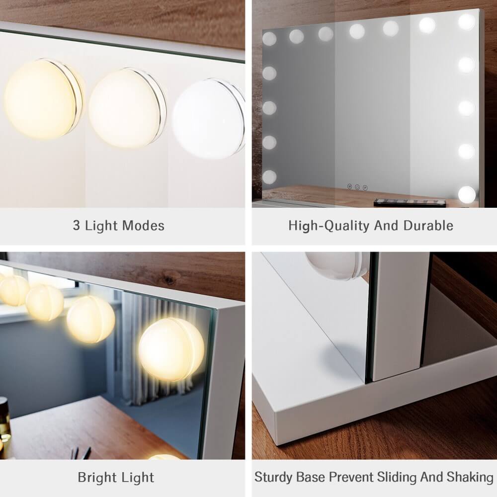 3 light modes with smart touch control make up mirror with lights detail 3
