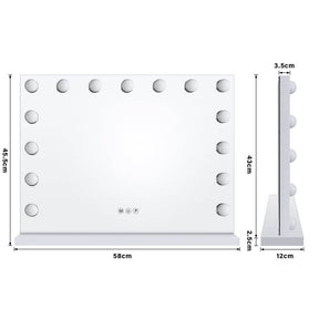3 light modes with smart touch control make up mirror with lights dimensions