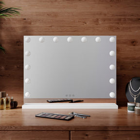 3 light modes with smart touch control make up mirror with lights off