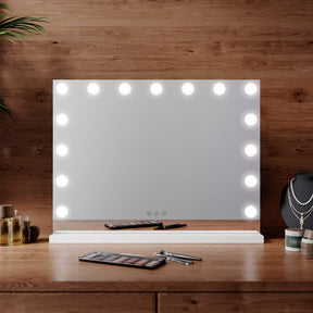 3 light modes with smart touch control make up mirror with lights white