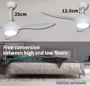 1320mm 52" Ceiling Fan DC 3 Blades With LED Light And Remote Control - Elegantshowers
