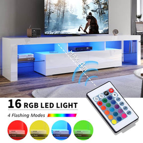 2000mm 16 Colors LED TV Entertainment Storage Unit White - Elegantshowers
