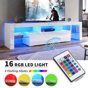 1800mm 16 Colors LED TV Entertainment Storage Unit White - Elegantshowers