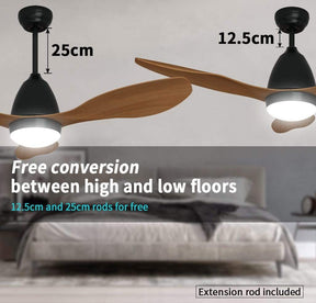 48" 1200mm Ceiling Fan DC 3 Blades With Color Change LED Light & Remote Control - Elegantshowers