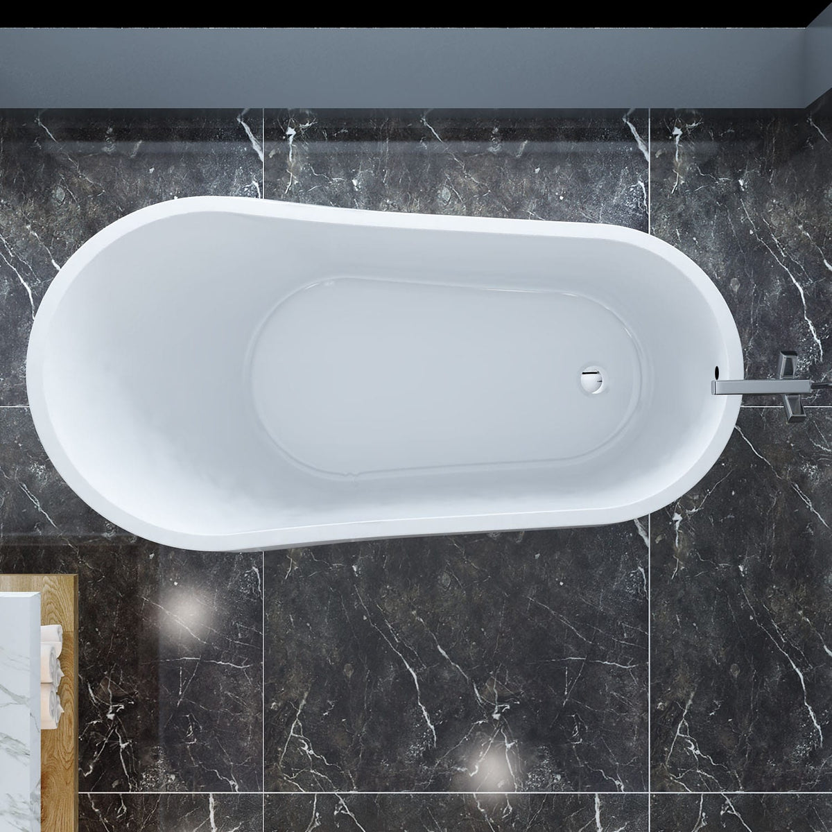 ELEGANT SHOWERS Bathroom Round Bath Tub Freestanding Acrylic-1500x700x600mm - Elegantshowers