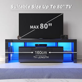 1600mm 16 Colors LED TV Entertainment Storage Unit Black - Elegantshowers