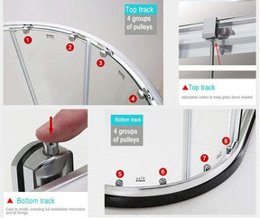 Silver Curved Shower Enclsoure Round Sliding Door Track Detail - Elegantshowers