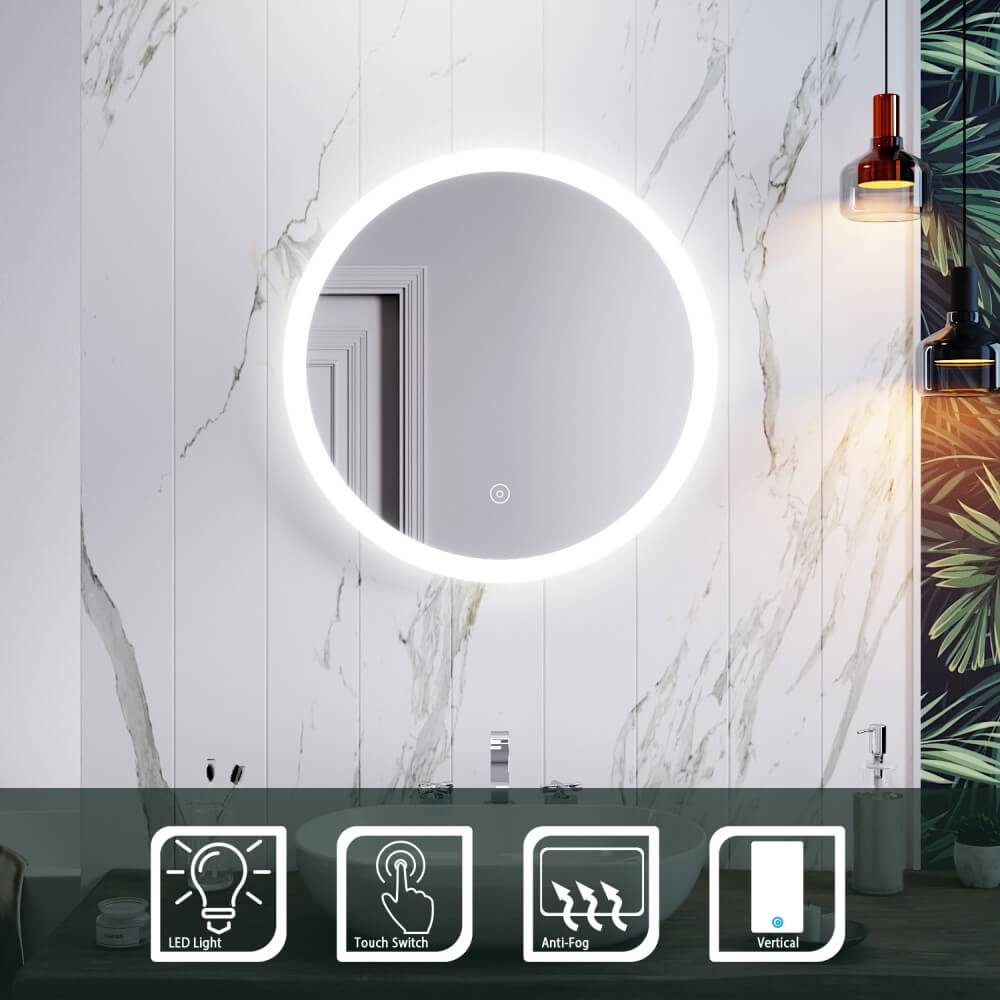 580 620 840mm LED Light Round Bathroom Mirror Features