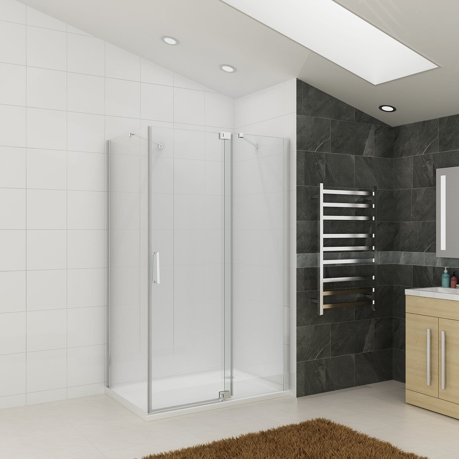 Fully Frameless Pivot Shower Screen Bathroom Cubical Safety Glass - Elegantshowers