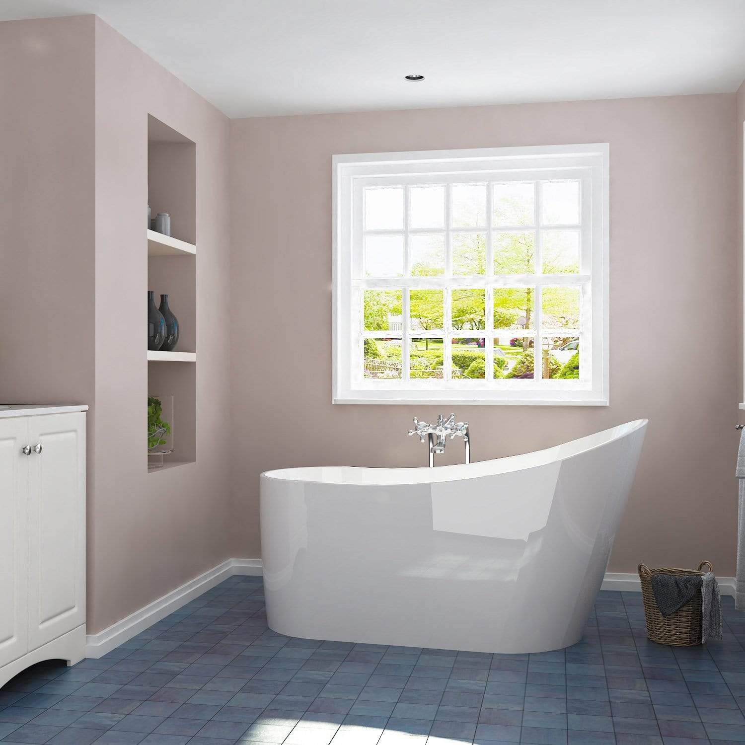 ELEGANT SHOWERS Bathroom Bath Tub Freestanding Acrylic-1500x600x800mm - Elegantshowers