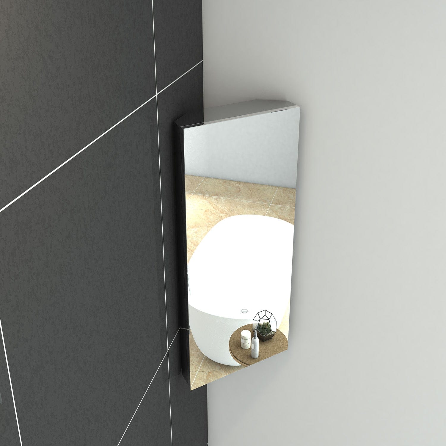 Bathroom Mirror Cabinet Vanity Shaving Storage Cupboard Wall Hung 350x670mm - Elegantshowers
