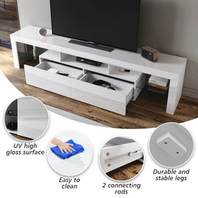 2000mm 16 Colors LED TV Entertainment Storage Unit White - Elegantshowers