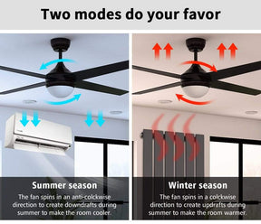 1200mm 48" Ceiling Fan AC 4 Blades With LED Light And Remote Control - Elegantshowers