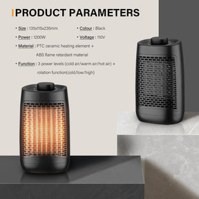 Mini Electric Fan Heater Home Radiator Thermostability PTC Ceramic 4.5-1200W - Elegantshowers