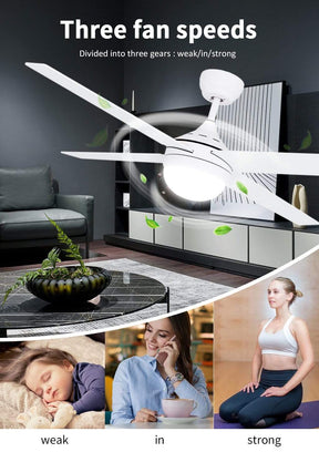 1200mm 48" Ceiling Fan AC 4 Blades With LED Light And Remote Control - Elegantshowers